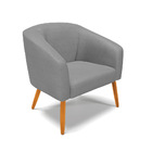 Poltrona Stella Veludo Grafite Luxo A131 Pés Palito Castanho