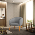 Poltrona Stella Veludo Grafite Luxo A131 Pés Palito Castanho