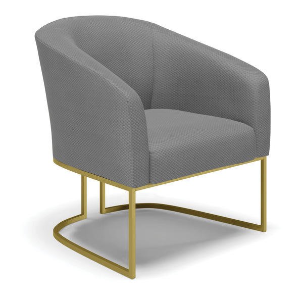 Poltrona Stella Veludo Luxo Grafite A131 Base Metálica Indust