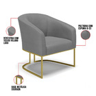 Poltrona Stella Veludo Luxo Grafite A131 Base Metálica Indust