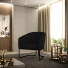 Poltrona Stella Veludo Luxo Preto A81 Base Metálica Industria