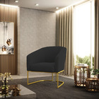 Poltrona Stella Veludo Preto Base Industrial Dourada D03 - D'