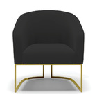 Poltrona Stella Veludo Preto Base Industrial Dourada D03 - D'