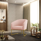 Poltrona Stella Veludo Rosê Base Industrial Dourada D03 - D'r