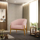 Poltrona Stella Veludo Rosê Base Madeira Castanho D03 - D'ros