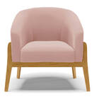 Poltrona Stella Veludo Rosê Base Madeira Castanho D03 - D'ros