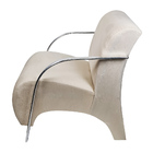 Poltrona Suede Animale Braço Cromado Bege Nude