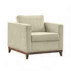 Poltrona Suede Com Pés Em Madeira Aspen Marfim