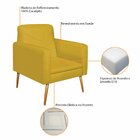 Poltrona Suede Com Pés Palito Bali  Amarelo