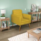 Poltrona Suede Com Pés Palito Bali  Amarelo