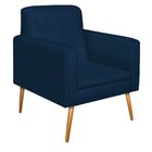 Poltrona Suede Com Pés Palito Bali  Azul Marinho