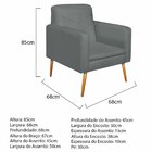 Poltrona Suede Com Pés Palito Bali  Cinza