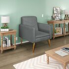 Poltrona Suede Com Pés Palito Bali  Cinza