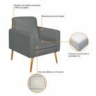 Poltrona Suede Com Pés Palito Bali  Cinza