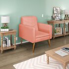 Poltrona Suede Com Pés Palito Bali  Coral