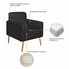 Poltrona Suede Com Pés Palito Bali  Preto