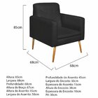 Poltrona Suede Com Pés Palito Bali  Preto