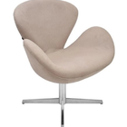 Poltrona Swan Em Tecido Suede - Creme