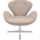 Poltrona Swan Em Tecido Suede - Creme