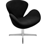 Poltrona Swan Em Tecido Suede - Preto