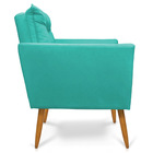 Poltrona Tais Suede Azul Turquesa Pés Palito Castanho - D'ros