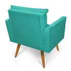 Poltrona Tais Suede Azul Turquesa Pés Palito Castanho - D'ros