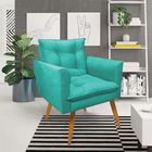 Poltrona Tais Suede Azul Turquesa Pés Palito Castanho - D'ros