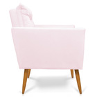 Poltrona Tais Suede Rosa Bebê Pés Palito Castanho - D'rossi