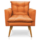 Poltrona Tais Suede Telha Pés Palito Castanho - D'rossi