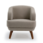 Poltrona Tamara Linho Bege C-101 Pés De Madeira - D'rossi