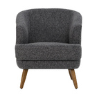 Poltrona Tamara Pés Madeira Linho Mesclado Branco/cinza