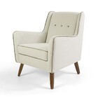 Poltrona Taroba Algodão Bege B-381 Pés De Madeira - D'rossi