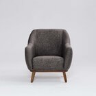 Poltrona Tecido Linho Base Madeira Paloma Mescla Marrom