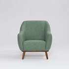 Poltrona Tecido Linho Base Madeira Paloma Mescla Verde Salvia