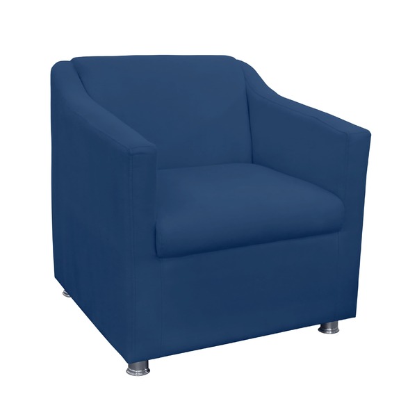 Poltrona Tilla Recepção Suede Azul Marinho - Vallisa Decor