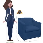 Poltrona Tilla Recepção Suede Azul Marinho - Vallisa Decor