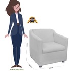 Poltrona Tilla Recepção Suede Branco - Vallisa Decor