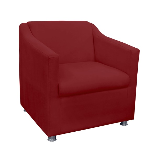 Poltrona Tilla Recepção Suede Vermelho - Vallisa Decor