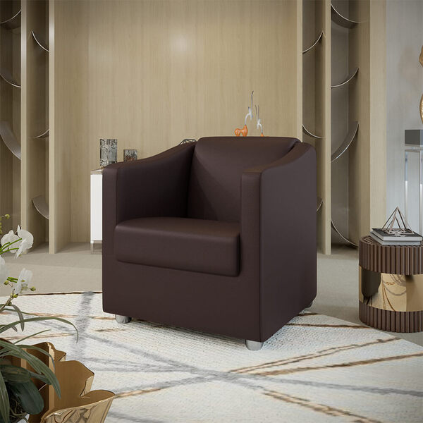 Poltrona Tina Para Barbearia Recepção Corano Marrom - Wed Dec