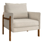 Poltrona Toledo Veludo Bege Base De Madeira Castanho - D'rossi