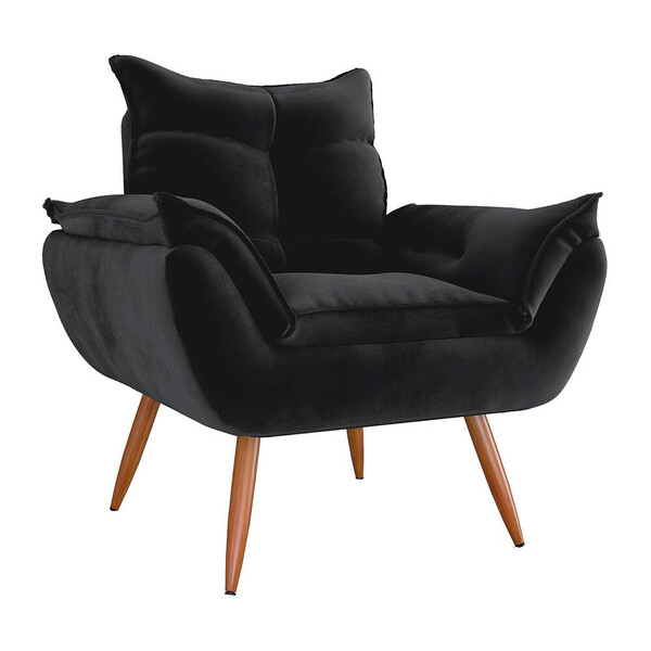 Poltrona Tóquio Em Tecido Veludo Turkey Estrutura Em Eucalipt