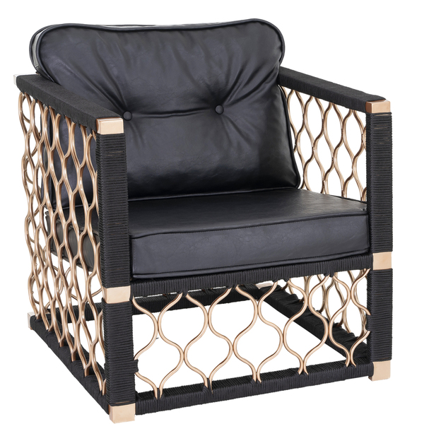 Poltrona Trama Original Em Alumínio Bronze Corda Náutica, Ass