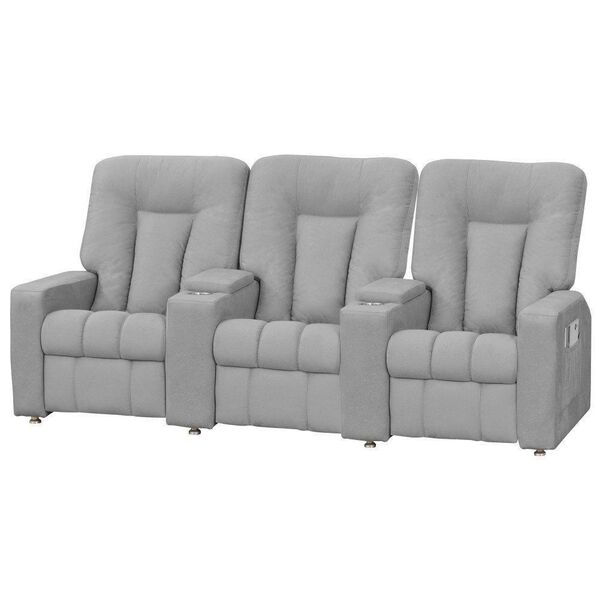 Poltrona Tripla Reclinável Para Cinema Jetta Mx9 Suede Amassa
