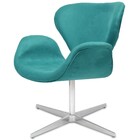 Poltrona Tulipa Tecido Suede 01 Lugar Base Giratória Azul Tur