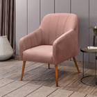 Poltrona Tulsa Veludo Rosê Pés Palito Castanho - D'rossi