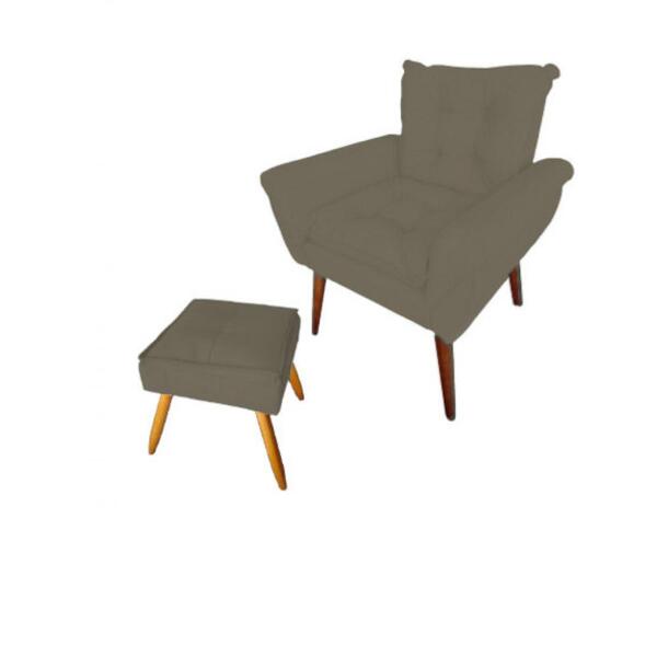 Poltrona Turmalina Com Puff Quadrado Plus Suede Capuccino