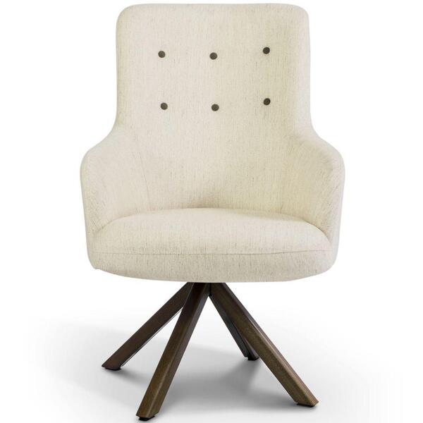 Poltrona Valentina Base Giratória Giromad Linho Bege Claro