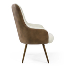 Poltrona Valentina Corano Camel C-02 Com Veludo Bege D-153 Pé