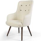 Poltrona Valentina Pés Palito Linho Bege Claro