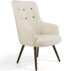 Poltrona Valentina Pés Palito Linho Bege Claro